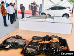 Pabrik baterai untuk kendaraan listrik ini diklaim sebagai yang pertama di Asia Tenggara dan di Indonesia dengan nilai investasi $1,1 miliar. (Setpres RI)